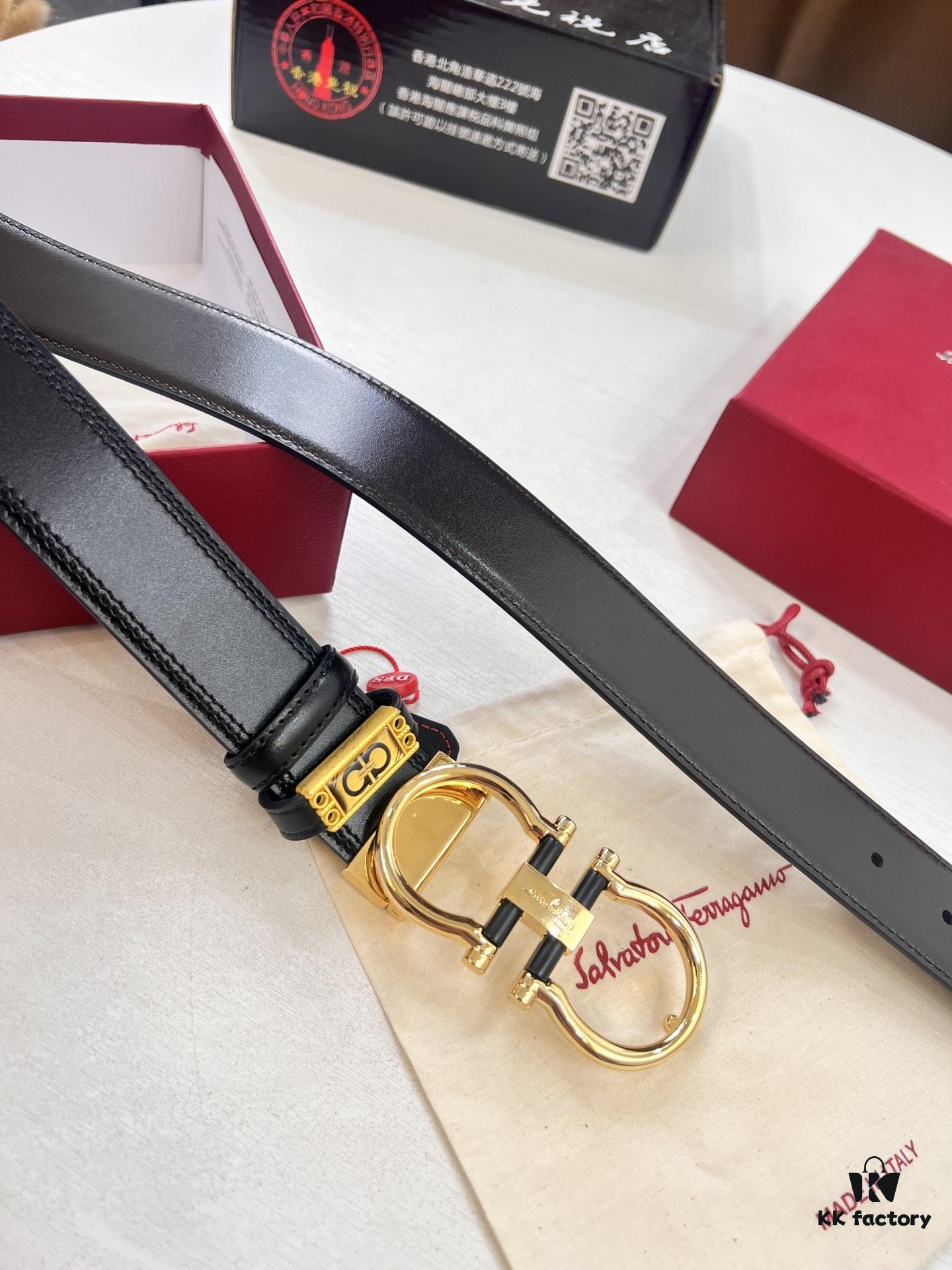 693200383a89a121ed54fe66 Salvatore Ferragamo Men's Belt, Genuine Top Grain Leather, Reversible Design, 3.5cm Width, Stainless Steel Hardware, Perfect for Gifting