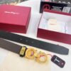 693200393a89a121ed54fe72 Salvatore Ferragamo Men's Belt, Genuine Imported Lap Plain Full-Grain Leather, Double-Sided Two-Tone Design, 3.5cm Width, New '8' Shaped Stainless Steel Hardware
