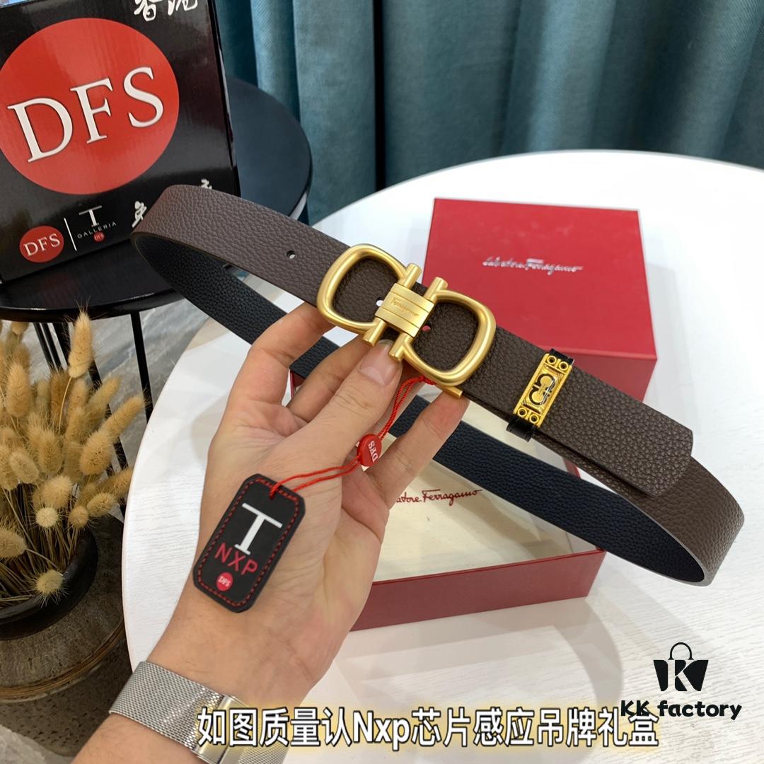 6932003a3a89a121ed54fe7f Ferragamo Belt, Genuine Top-Grade Leather Belt with 8-Shaped Authentic Hardware, Double-Sided Wear, Imported Full-Grain Cattlehide, German OEM Craftsmanship