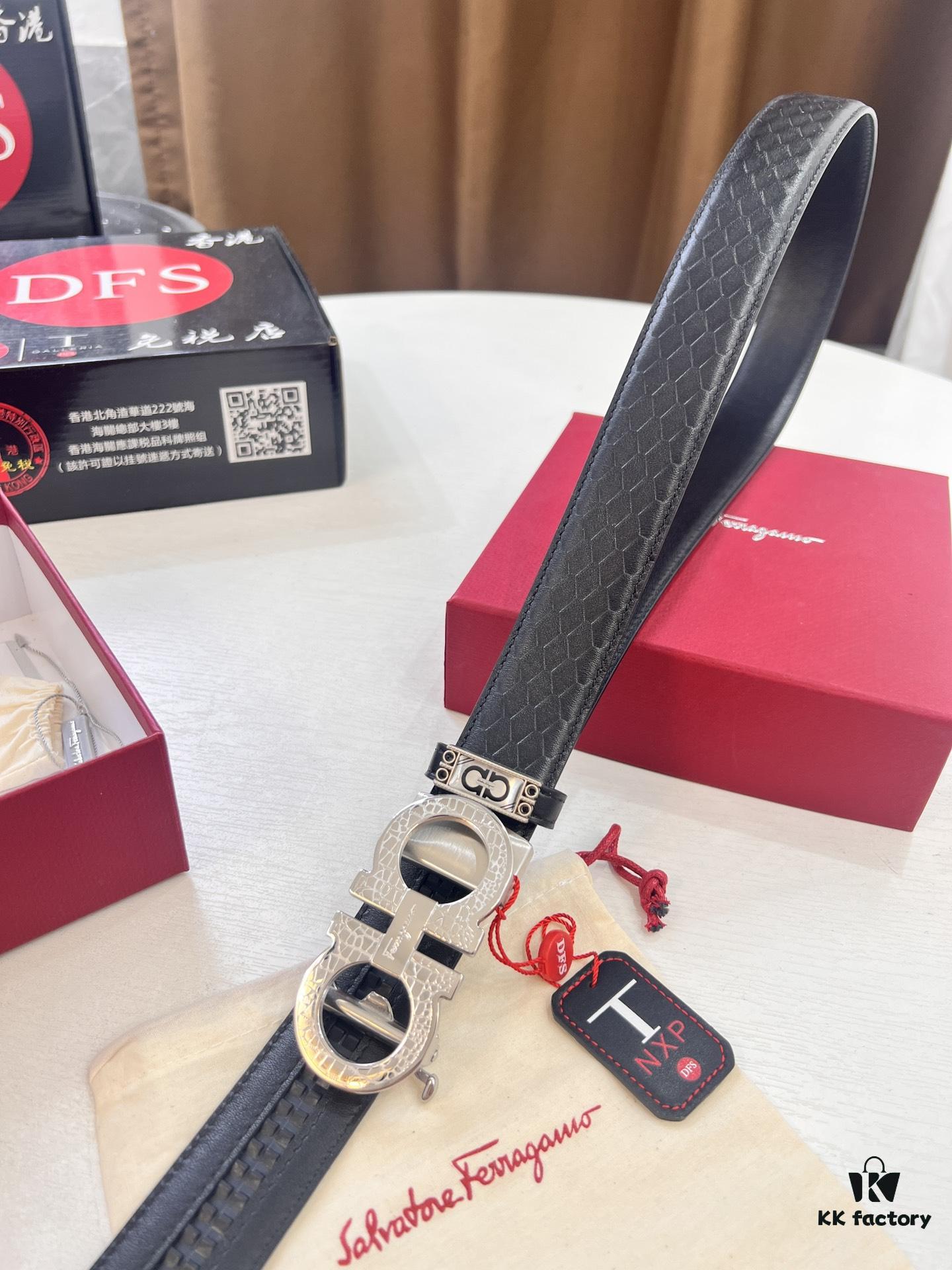 6932003b3a89a121ed54fe91 Arrival 🎺🎺 Real Product Photography, Ferragamo Automatic Series Men's Belt, ZP Mold Precision Crafted, 8-Shaped Beveled Pattern with Stainless Steel Hardware, Business Belt, Imported Genuine Top Layer Calfskin with Ferragamo Mesh Texture, Automatic Tooth Slide, Width 3.5 cm