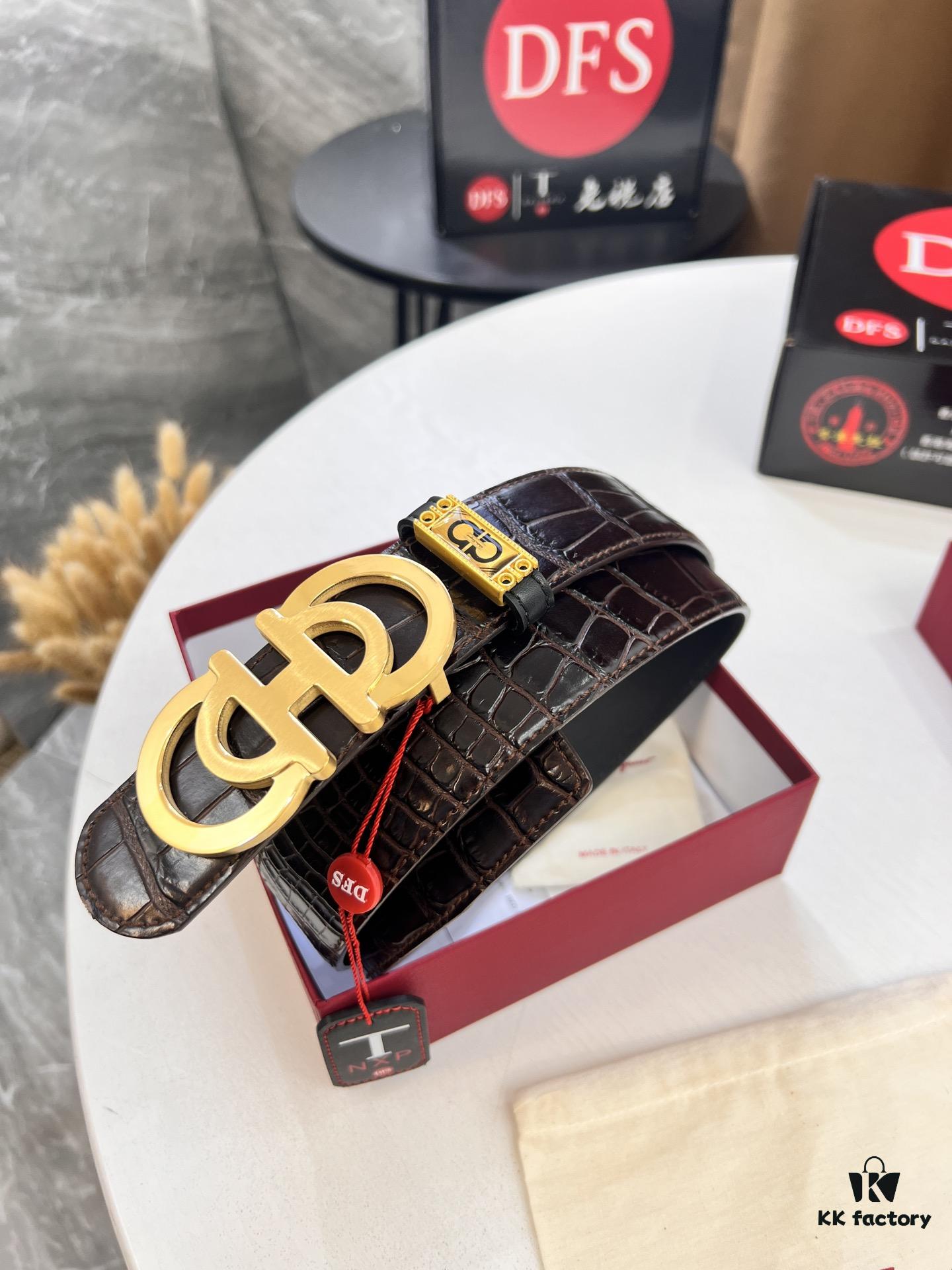 6932003c3a89a121ed54fe98 Top-tier Salvatore Ferragamo Belt, Original 8-Shaped Hardware, Genuine Crocodile-Texture Full-Grain Leather, Hong Kong Duty-Free Gift Box, Anti-Counterfeit QR Code Authentication