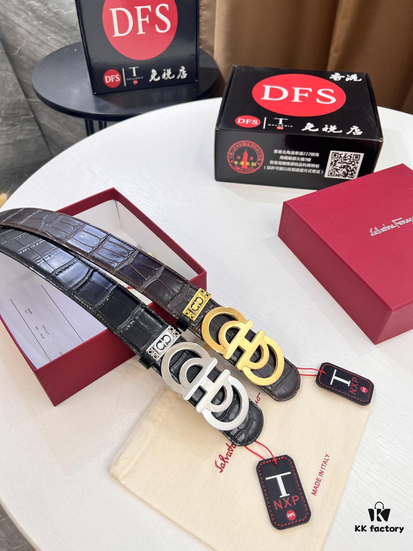6932003c3a89a121ed54fe9a Top-tier Salvatore Ferragamo Belt, Original 8-Shaped Hardware, Genuine Crocodile-Texture Full-Grain Leather, Hong Kong Duty-Free Gift Box, Anti-Counterfeit QR Code Authentication