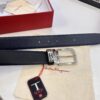 Ferragamo Men's Belt, Genuine First-Layer Cowhide with Palm Pattern, Reversible Design, 3.5cm Width, H-Frame Buckle, Precision Stainless Steel Hardware
