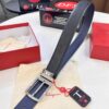 Ferragamo Men's Belt, Genuine First-Layer Cowhide with Palm Pattern, Reversible Design, 3.5cm Width, H-Frame Buckle, Precision Stainless Steel Hardware
