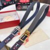 Ferragamo Men's Belt, Genuine First-Layer Cowhide with Palm Pattern, Reversible Design, 3.5cm Width, H-Frame Buckle, Precision Stainless Steel Hardware