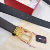 6932003d3a89a121ed54feab Ferragamo Men's Belt, Genuine First-Layer Cowhide with Palm Pattern, Reversible Design, 3.5cm Width, Stainless Steel '8' Shape Pin Buckle