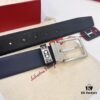 6932003f3a89a121ed54fec6 Ferragamo Men's Belt, Genuine First-Layer Cowhide with Palm Pattern, Reversible Design, 3.5cm Width, Stainless Steel '8' Shape Pin Buckle