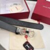 693200433a89a121ed54fef8 Salvatore Ferragamo Men's Belt, Genuine Imported Lapah Plain Full-Grain Leather, Double-Sided Dual Color Design, Adjustable Length, New '8' Shaped Stainless Steel Hardware, 3.5cm Width