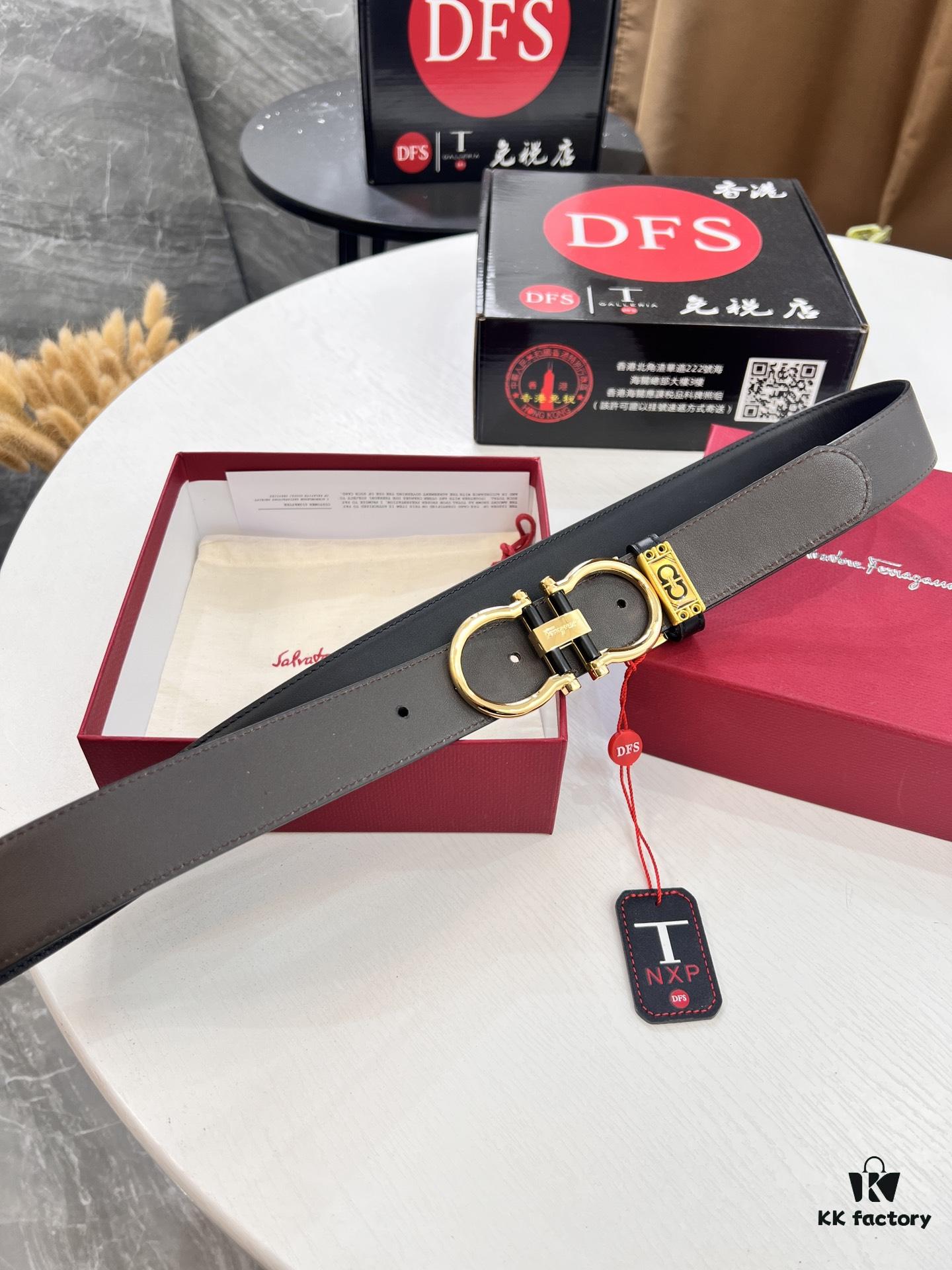 693200443a89a121ed54fefe Shop Owner's Recommendation: Ferragamo Men's Belt, Genuine Imported Lap Grain Full-Grain Leather, Reversible Dual Color, Precision 8-Shaped Stainless Steel Buckle