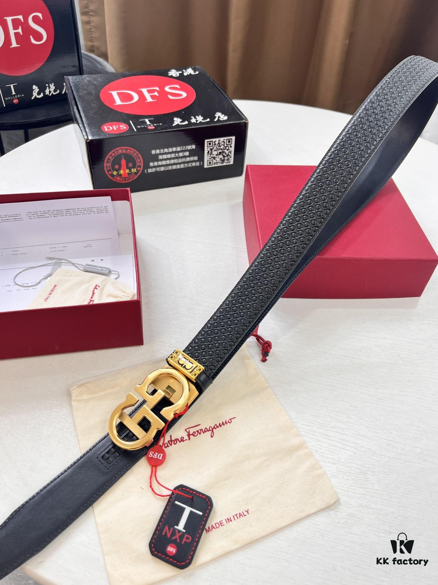 693200443a89a121ed54ff07 Salvatore Ferragamo Men's Automatic Belt, Top-Quality Genuine Leather with '8' Pattern, 3.5cm Width, Stainless Steel Hardware