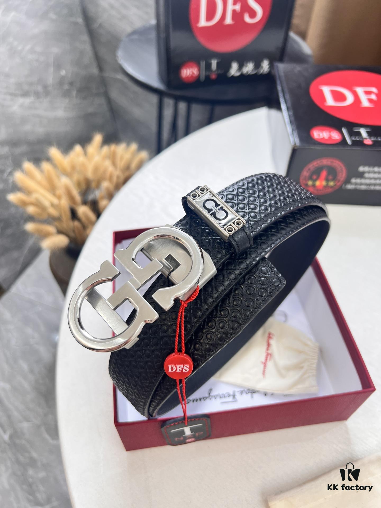 693200453a89a121ed54ff0e Salvatore Ferragamo Men's Automatic Belt, Top-Quality Genuine Leather with '8' Pattern, 3.5cm Width, Stainless Steel Hardware