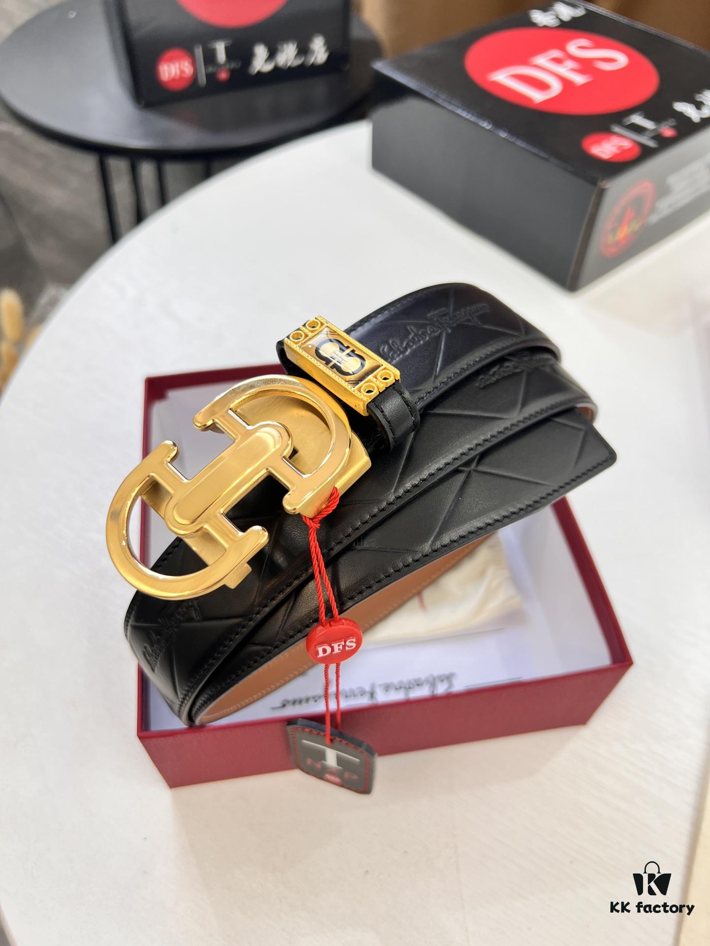 693200463a89a121ed54ff17 Salvatore Ferragamo Men's Automatic Belt, Imported Top-Grade Full-Grain Calfskin, Steel Hardware, 3.5cm Width