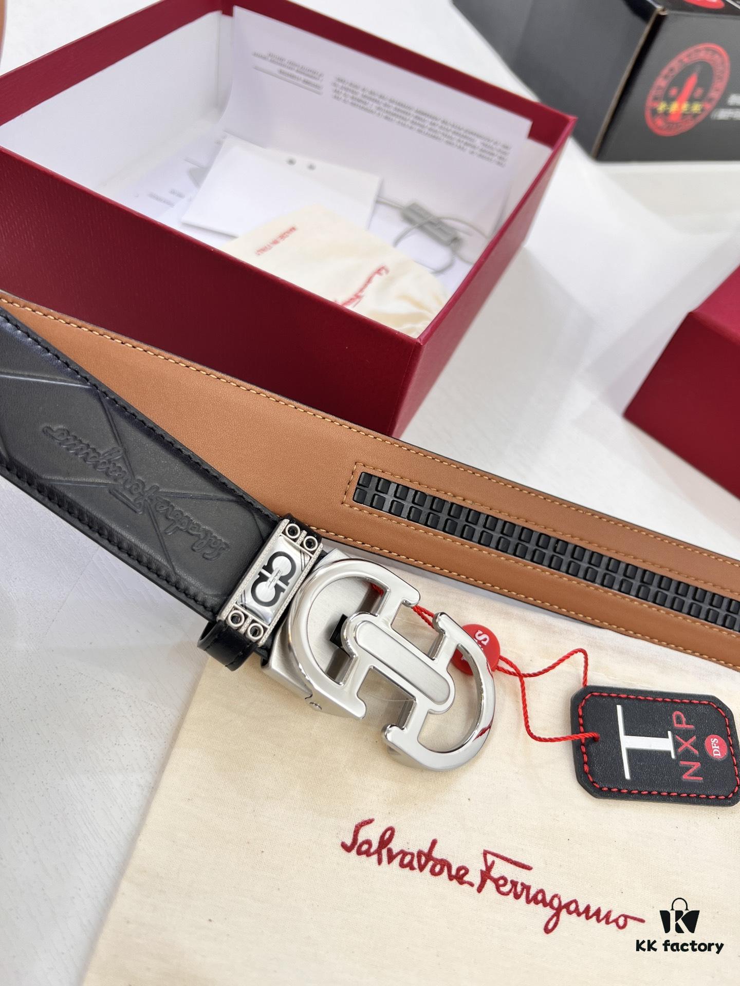 693200463a89a121ed54ff1c Salvatore Ferragamo Men's Automatic Belt, Top-Quality Genuine Leather with Steel Hardware, 3.5 cm Width