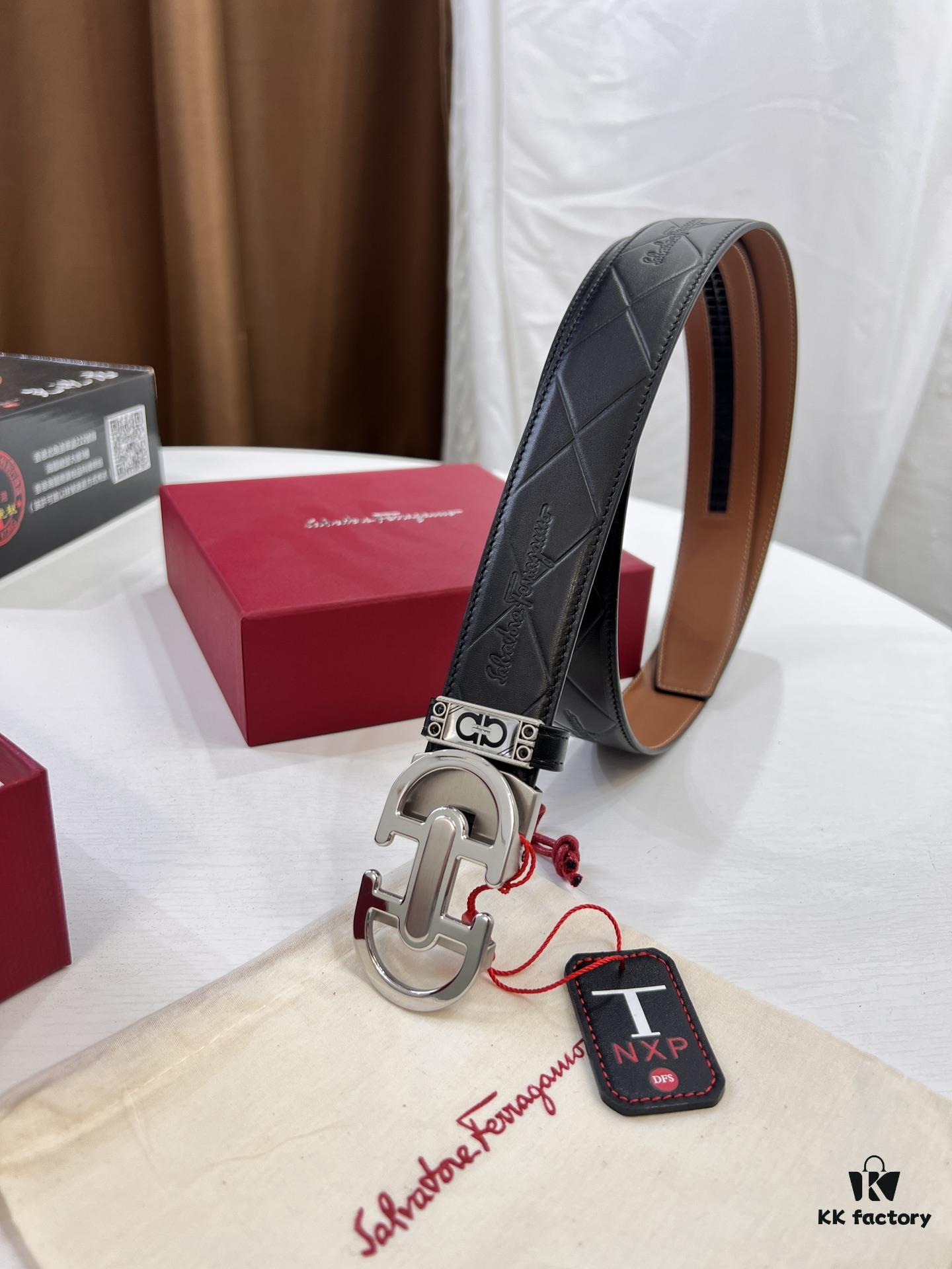 693200463a89a121ed54ff1f Salvatore Ferragamo Men's Automatic Belt, Top-Quality Genuine Leather with Steel Hardware, 3.5 cm Width