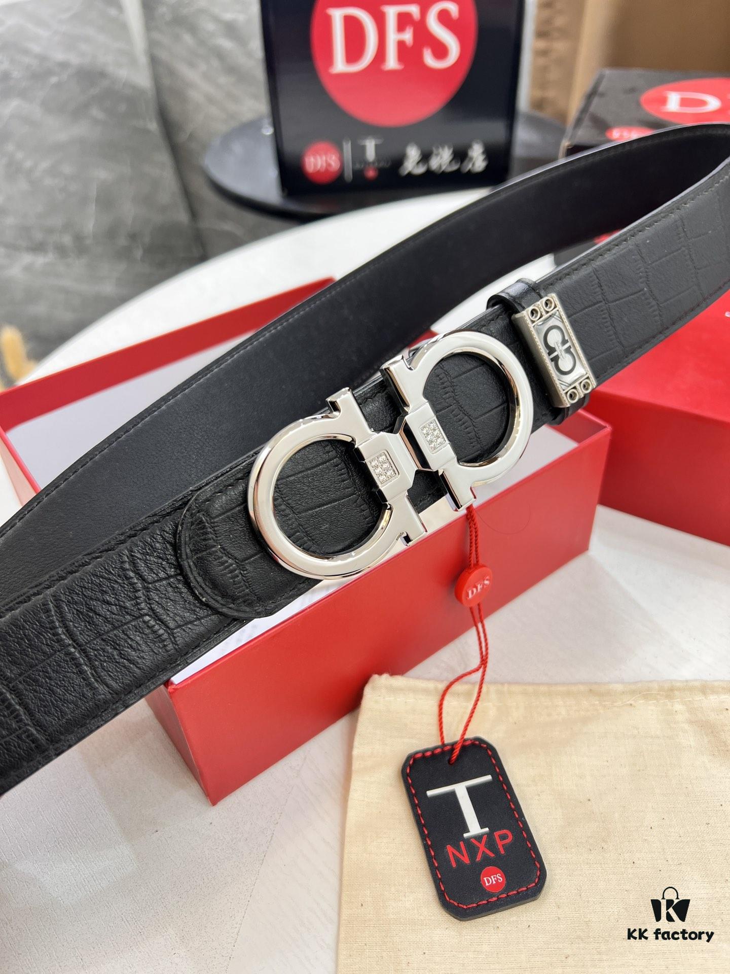 693200463a89a121ed54ff21 Top-Tier Belt, Hong Kong Duty-Free T Gift Box 🎁 Anti-Counterfeit QR Code Verification, Genuine South African Imported Deer-Grain Calfskin, Double-Sided Texture, 3.8cm Width, Premium Men's Dress Belt