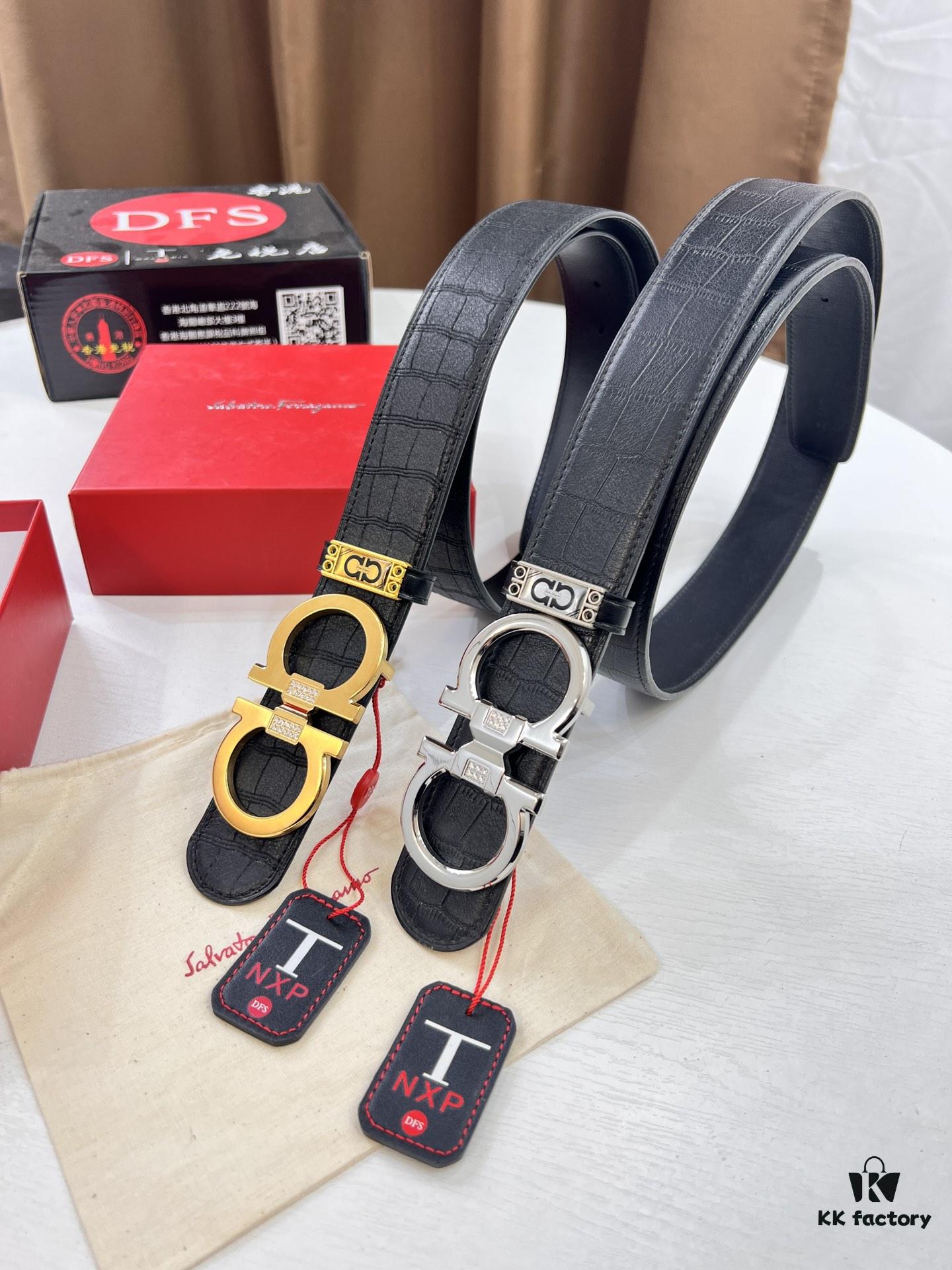 693200473a89a121ed54ff2e Top-Tier Men's Belt - Dual-Sided Genuine Calfskin Leather, Corrosion-Resistant Steel Hardware, Imported South African Deer Grain Cowhide, 3.8cm Width, Duty-Free Hong Kong T Gift Box Packaging