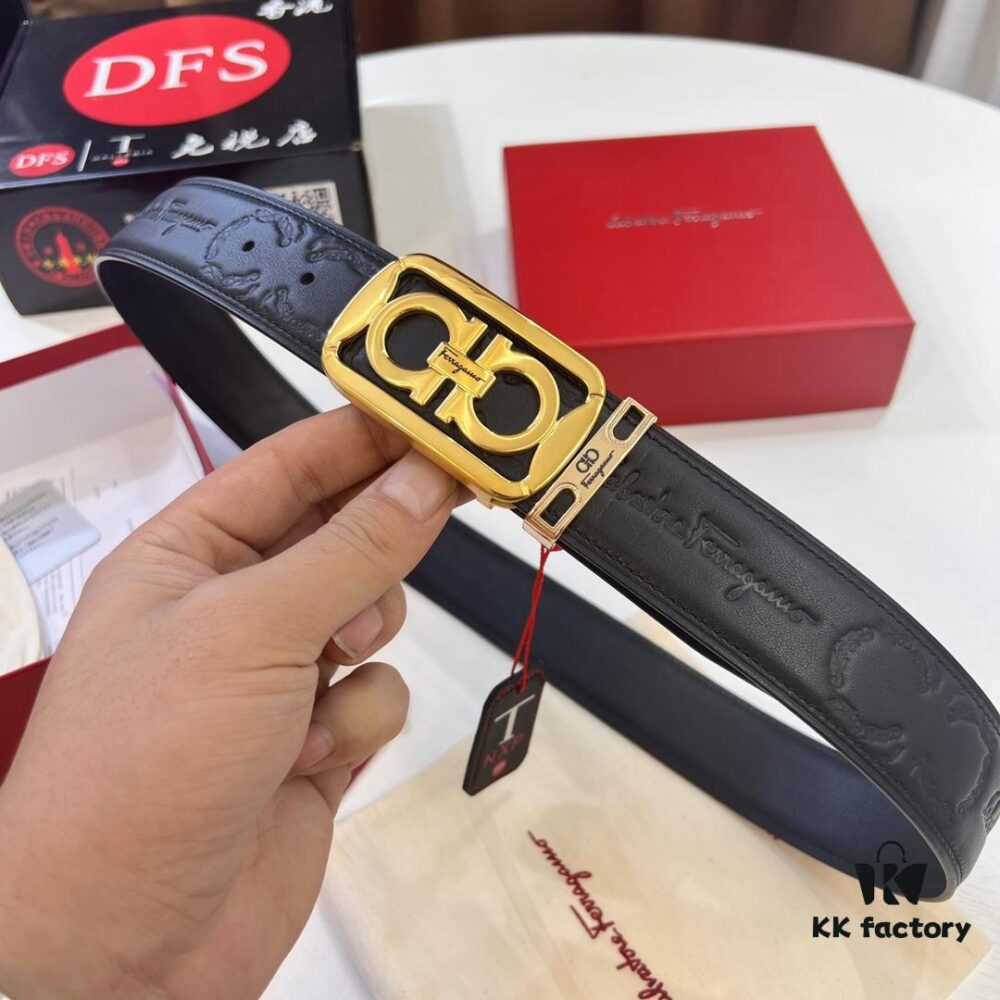 693200473a89a121ed54ff2f Top-Tier Salvatore Ferragamo Belt, Authentic Hong Kong Duty-Free Gift Box, 8-Shaped Genuine Hardware, Imported Cowhide with Embossed Logo, Adjustable Length