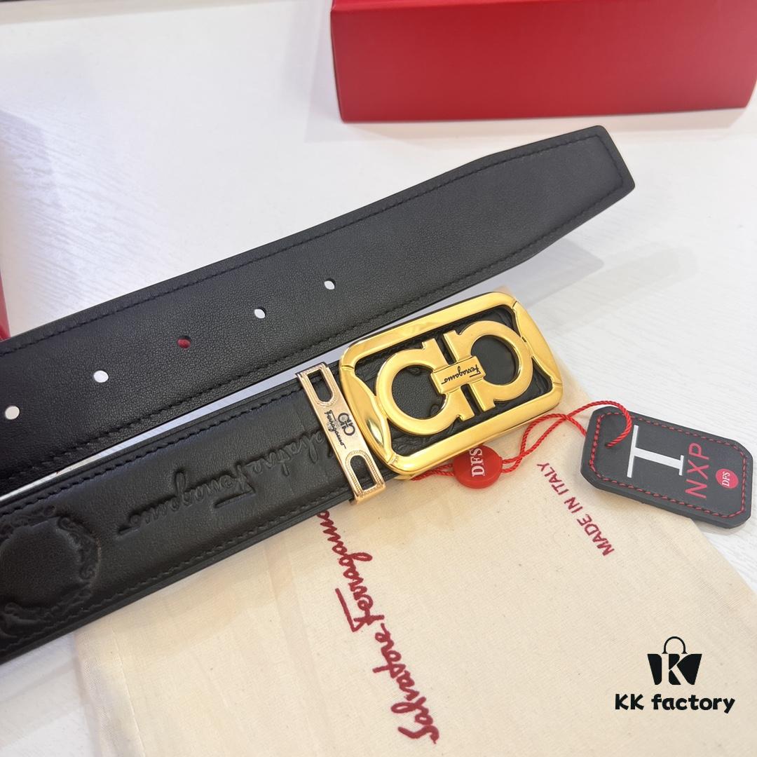 693200483a89a121ed54ff32 Top-Tier Salvatore Ferragamo Belt, Authentic Hong Kong Duty-Free Gift Box, 8-Shaped Genuine Hardware, Imported Cowhide with Embossed Logo, Adjustable Length