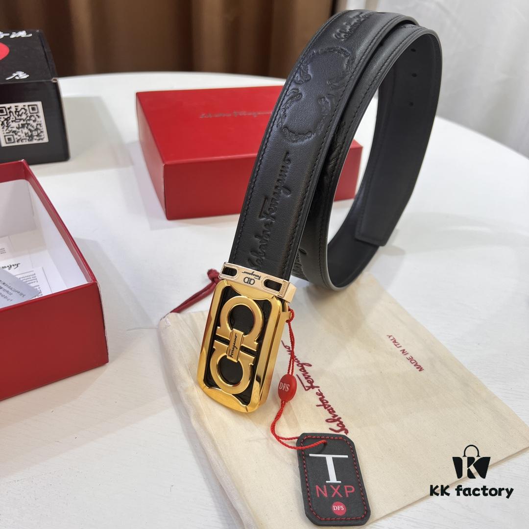 693200483a89a121ed54ff35 Top-Tier Salvatore Ferragamo Belt, Authentic Hong Kong Duty-Free Gift Box, 8-Shaped Genuine Hardware, Imported Cowhide with Embossed Logo, Adjustable Length