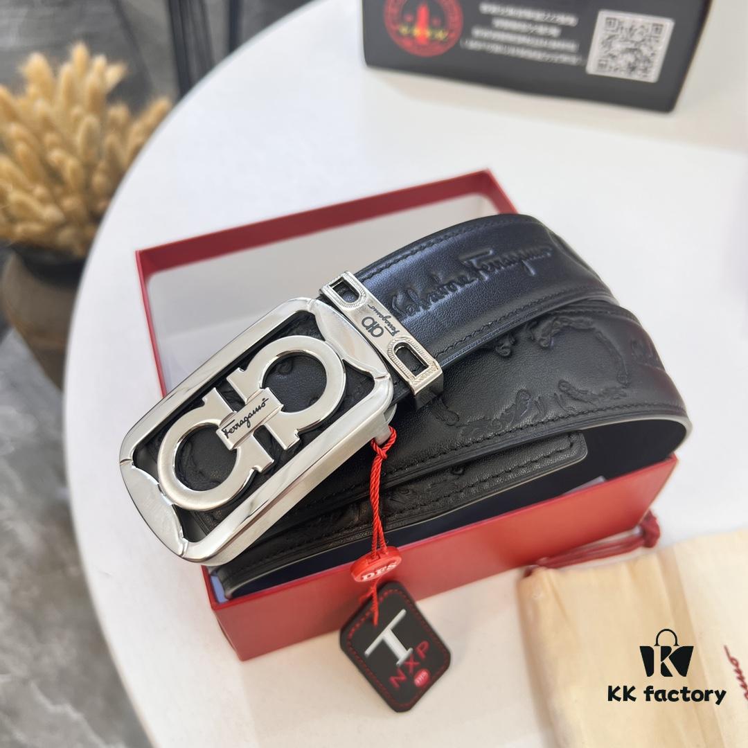 693200483a89a121ed54ff3a Top-tier Salvatore Ferragamo Belt, Hong Kong Duty-Free Gift Box, Original 8-Shaped Hardware, Genuine Leather, NFC Chip Enabled
