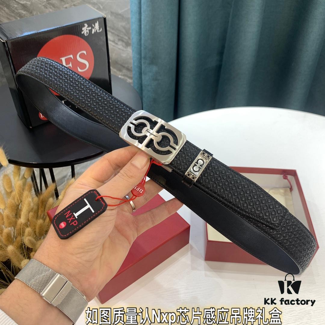 693200493a89a121ed54ff44 Arrival 🩳🩳🩳 Trumpet 🎺🎺 Genuine Photography, Ferragamo Automatic Series Men's Belt, ZP Mold Made, 8-Shaped Beveled Pattern with Stainless Steel Hardware, Business Belt, Imported Small Ferragamo Mesh Pattern Top Layer Cowhide, Automatic Tooth Adjustment, Width 3.5 cm