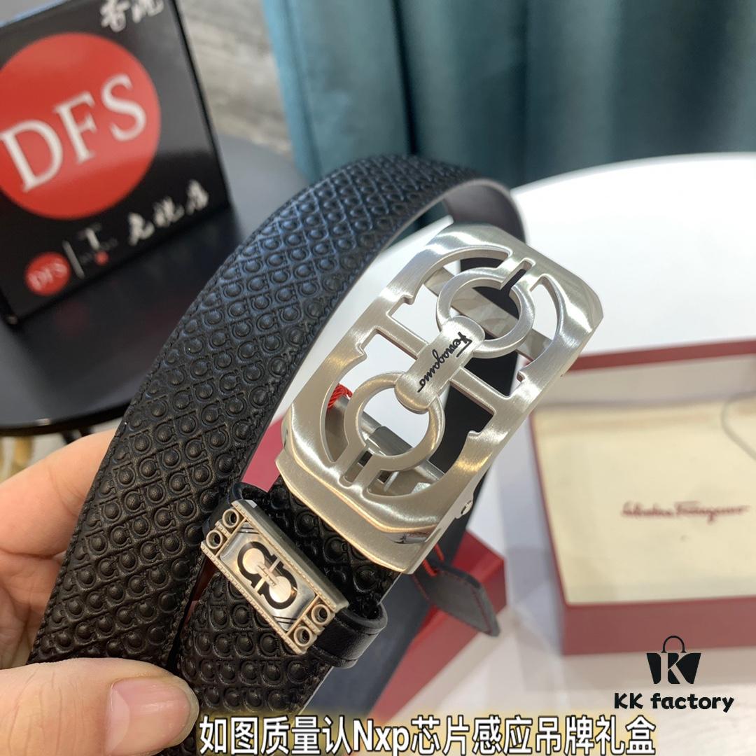 693200493a89a121ed54ff46 Arrival 🩳🩳🩳 Trumpet 🎺🎺 Genuine Photography, Ferragamo Automatic Series Men's Belt, ZP Mold Made, 8-Shaped Beveled Pattern with Stainless Steel Hardware, Business Belt, Imported Small Ferragamo Mesh Pattern Top Layer Cowhide, Automatic Tooth Adjustment, Width 3.5 cm