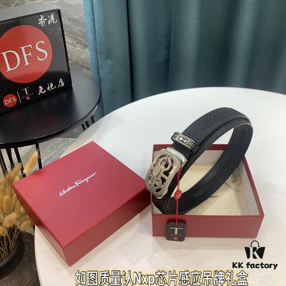 693200493a89a121ed54ff47 Arrival 🩳🩳🩳 Trumpet 🎺🎺 Genuine Photography, Ferragamo Automatic Series Men's Belt, ZP Mold Made, 8-Shaped Beveled Pattern with Stainless Steel Hardware, Business Belt, Imported Small Ferragamo Mesh Pattern Top Layer Cowhide, Automatic Tooth Adjustment, Width 3.5 cm