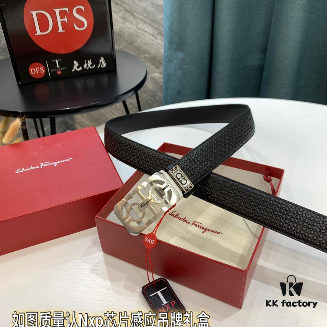 693200493a89a121ed54ff49 Arrival 🩳🩳🩳 Trumpet 🎺🎺 Genuine Photography, Ferragamo Automatic Series Men's Belt, ZP Mold Made, 8-Shaped Beveled Pattern with Stainless Steel Hardware, Business Belt, Imported Small Ferragamo Mesh Pattern Top Layer Cowhide, Automatic Tooth Adjustment, Width 3.5 cm