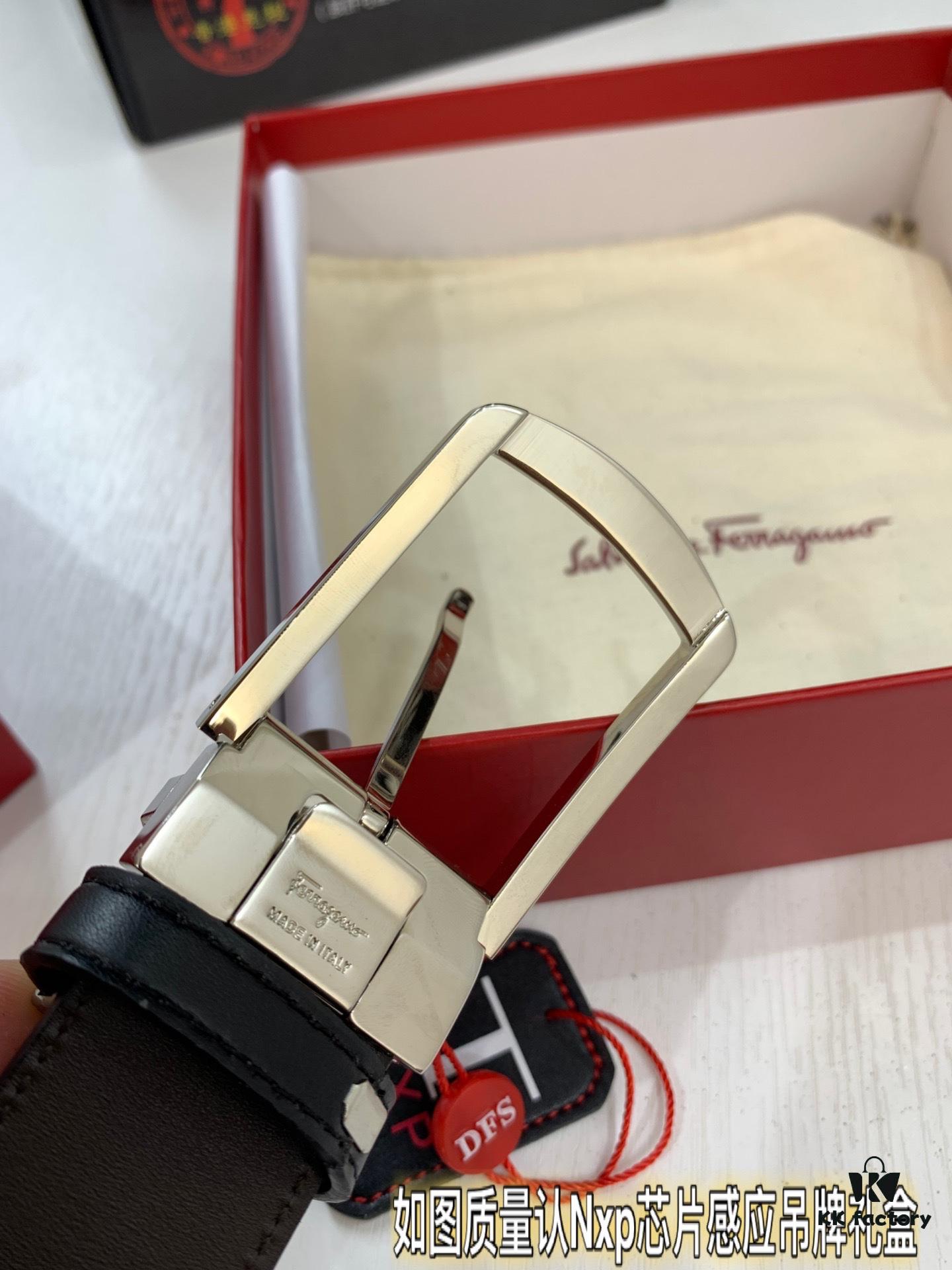 6932004b3a89a121ed54ff5d Salvatore Ferragamo Men's Belt, Genuine Top Grain Cowhide, Reversible Design, 3.5cm Width, Stainless Steel '8' Pin Buckle, Adjustable Length, Ideal Gift