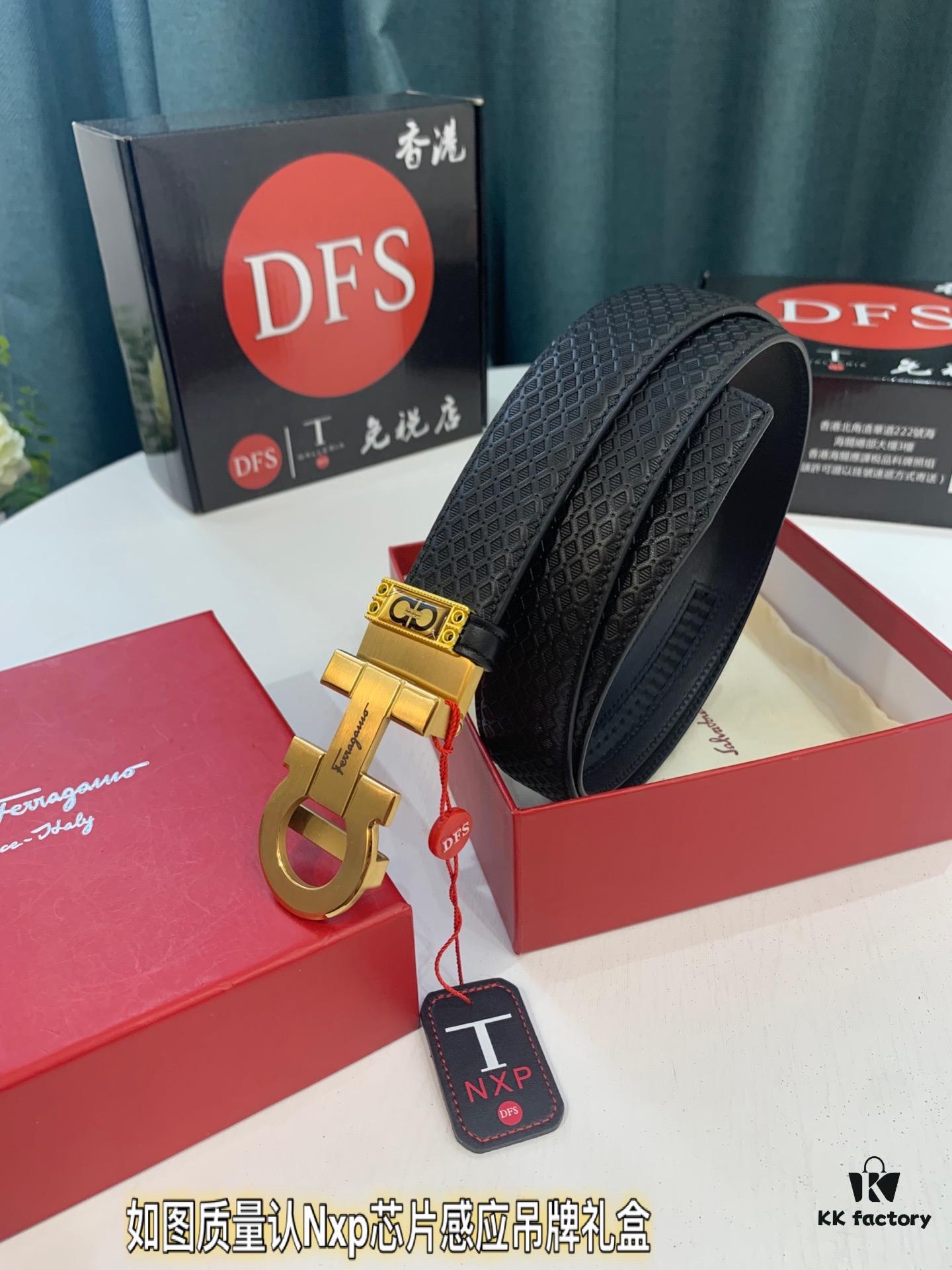 6932004f3a89a121ed54ff8f Arrival 🎺🎺 Authentic Photography, Ferragamo Automatic Series Men's Belt, ZP Molded 8-Shaped Beveled Pattern with Stainless Steel Hardware, Business Belt, Imported Small Ferragamo Mesh Pattern Top-Grain Calfskin, Automatic Tooth Adjustment, Width 3.5 cm