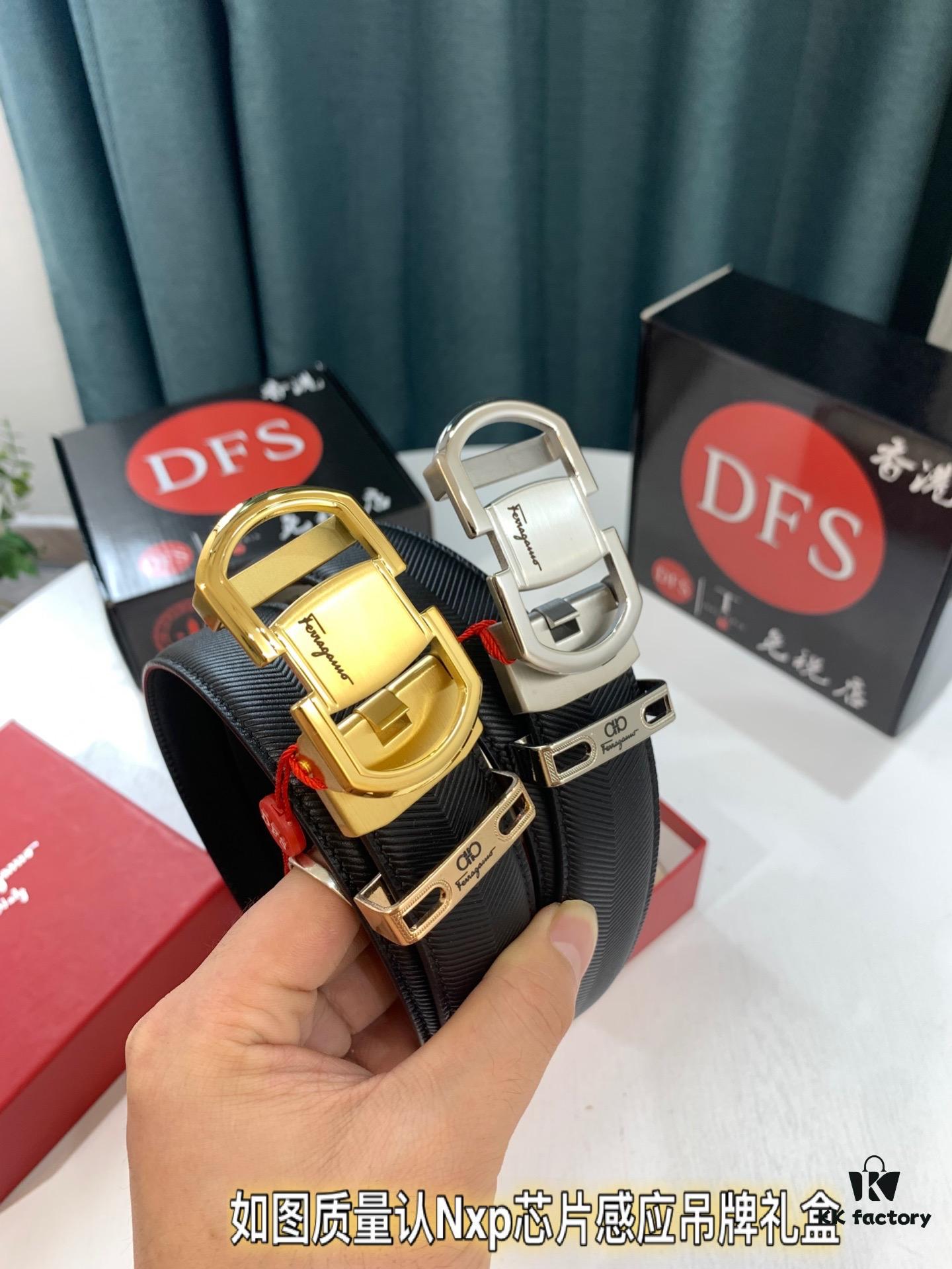 693200503a89a121ed54ff98 Arrival 🎺🎺 Authentic Shot, Ferragamo Men's Automatic Series Leather Belt, ZP Molded 8-Shaped Weave with Stainless Steel Hardware, Business Belt, Imported Top-Grade Calfskin with Ferragamo Arrow Pattern, Automatic Buckle, 3.5 cm Width