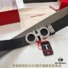 693200513a89a121ed54ffa7 Ferragamo Men's Belt, Genuine First-Layer Calfskin with Crocodile Texture, Reversible Design, 3.5cm Width, Stainless Steel Buckle, Adjustable Length