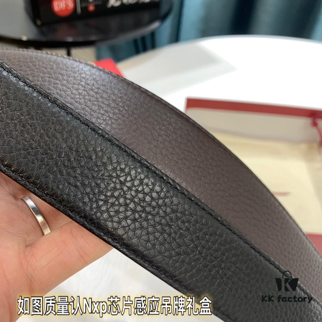 693200513a89a121ed54ffb0 Shop Owner Recommended - Ferragamo Men's Belt, Genuine Imported Full-Grain Calf Leather with Dual-Side Wear, 3.5cm Width, Stainless Steel Hardware, Adjustable Length