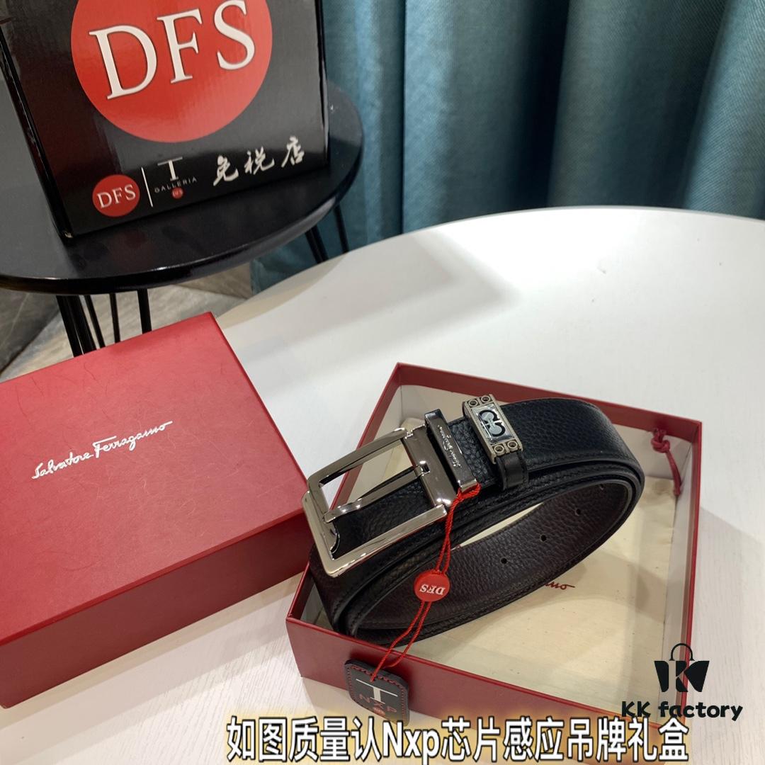 693200513a89a121ed54ffb2 Shop Owner Recommended - Ferragamo Men's Belt, Genuine Imported Full-Grain Calf Leather with Dual-Side Wear, 3.5cm Width, Stainless Steel Hardware, Adjustable Length