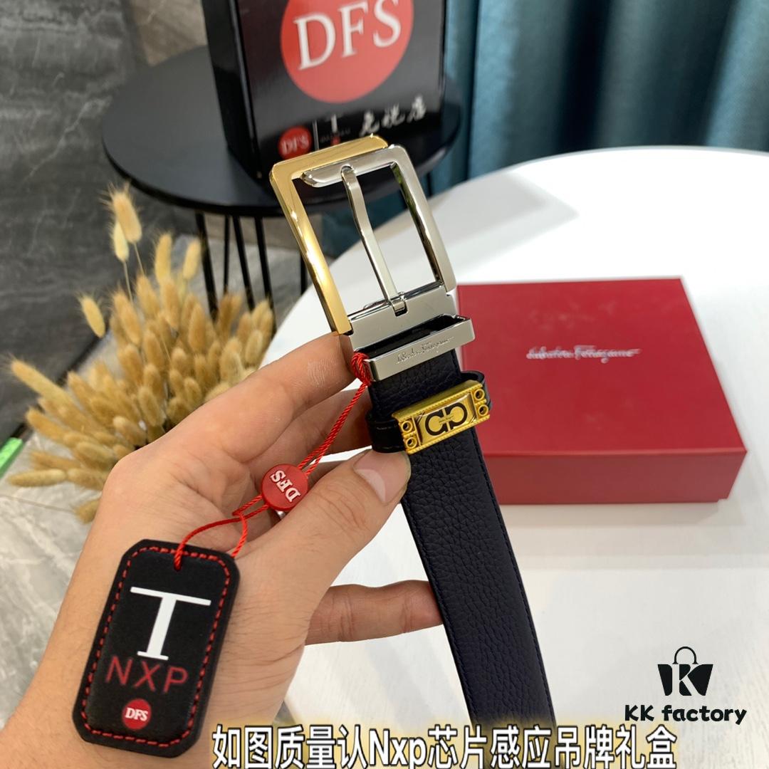 693200523a89a121ed54ffb6 Shop Owner Recommended: Ferragamo Men's Belt, Genuine Imported Full-Grain Calf Leather, Reversible Design, 3.5cm Width, Octagonal Stainless Steel Hardware