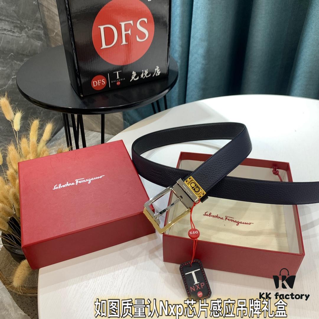 693200523a89a121ed54ffb9 Shop Owner Recommended: Ferragamo Men's Belt, Genuine Imported Full-Grain Calf Leather, Reversible Design, 3.5cm Width, Octagonal Stainless Steel Hardware