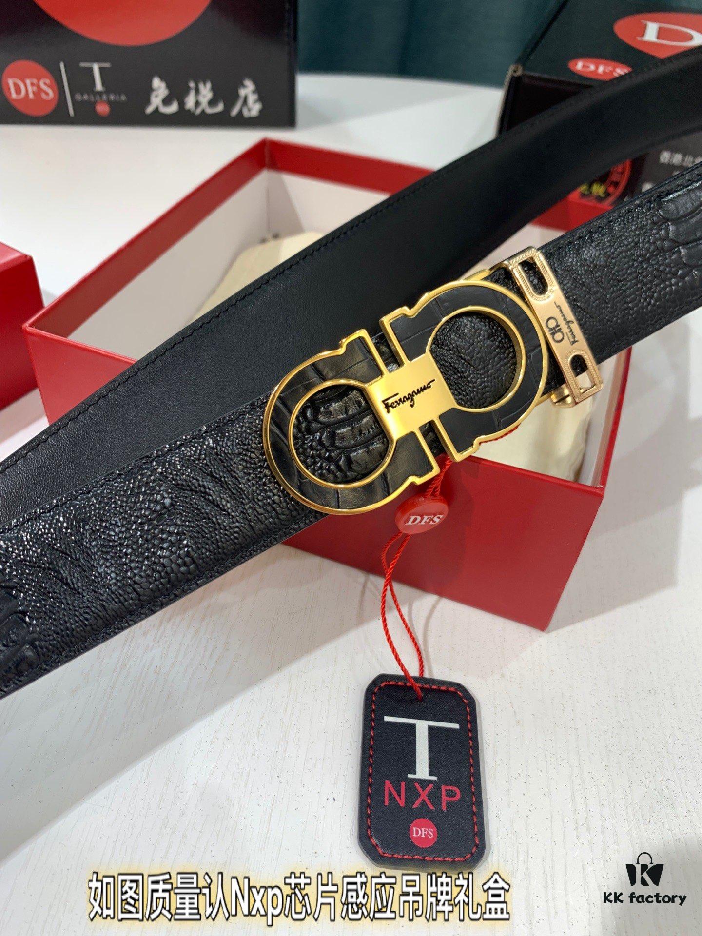 693200523a89a121ed54ffbc Salvatore Ferragamo Automatic Buckle Belt, 2023 Newest Crocodile Belly Grain Full-Grain Calfskin, Top-Quality Business Formal Belt, 3.5cm Width