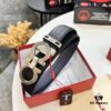 693200553a89a121ed54ffdb Ferragamo Men's Belt, Genuine First-Layer Calfskin with Crocodile Texture, Reversible Design, 3.5cm Width, Stainless Steel Hardware, Adjustable Length