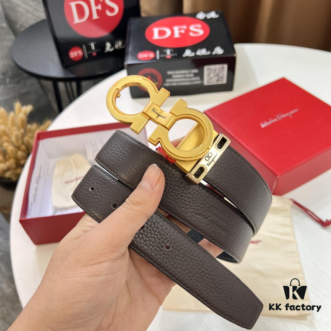 693200553a89a121ed54ffdf Salvatore Ferragamo Men's Belt, Genuine First-Layer Calfskin with Woven Texture, Reversible Design, 3.5cm Width, Stainless Steel Buckle, Adjustable Length
