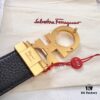 693200553a89a121ed54ffe0 Salvatore Ferragamo Men's Belt, Genuine First-Layer Calfskin with Woven Texture, Reversible Design, 3.5cm Width, Stainless Steel Buckle, Adjustable Length