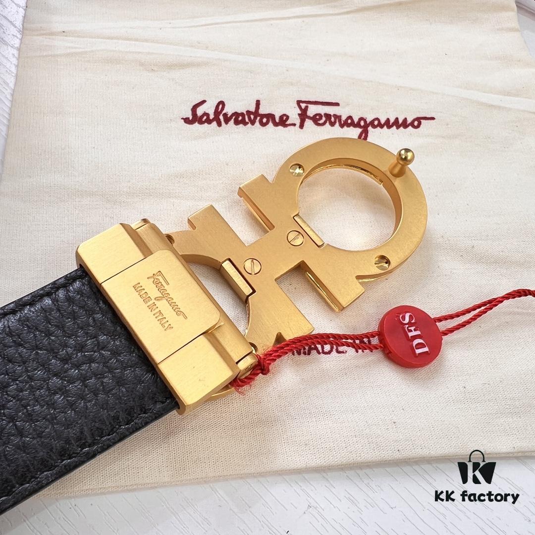693200553a89a121ed54ffe0 Salvatore Ferragamo Men's Belt, Genuine First-Layer Calfskin with Woven Texture, Reversible Design, 3.5cm Width, Stainless Steel Buckle, Adjustable Length