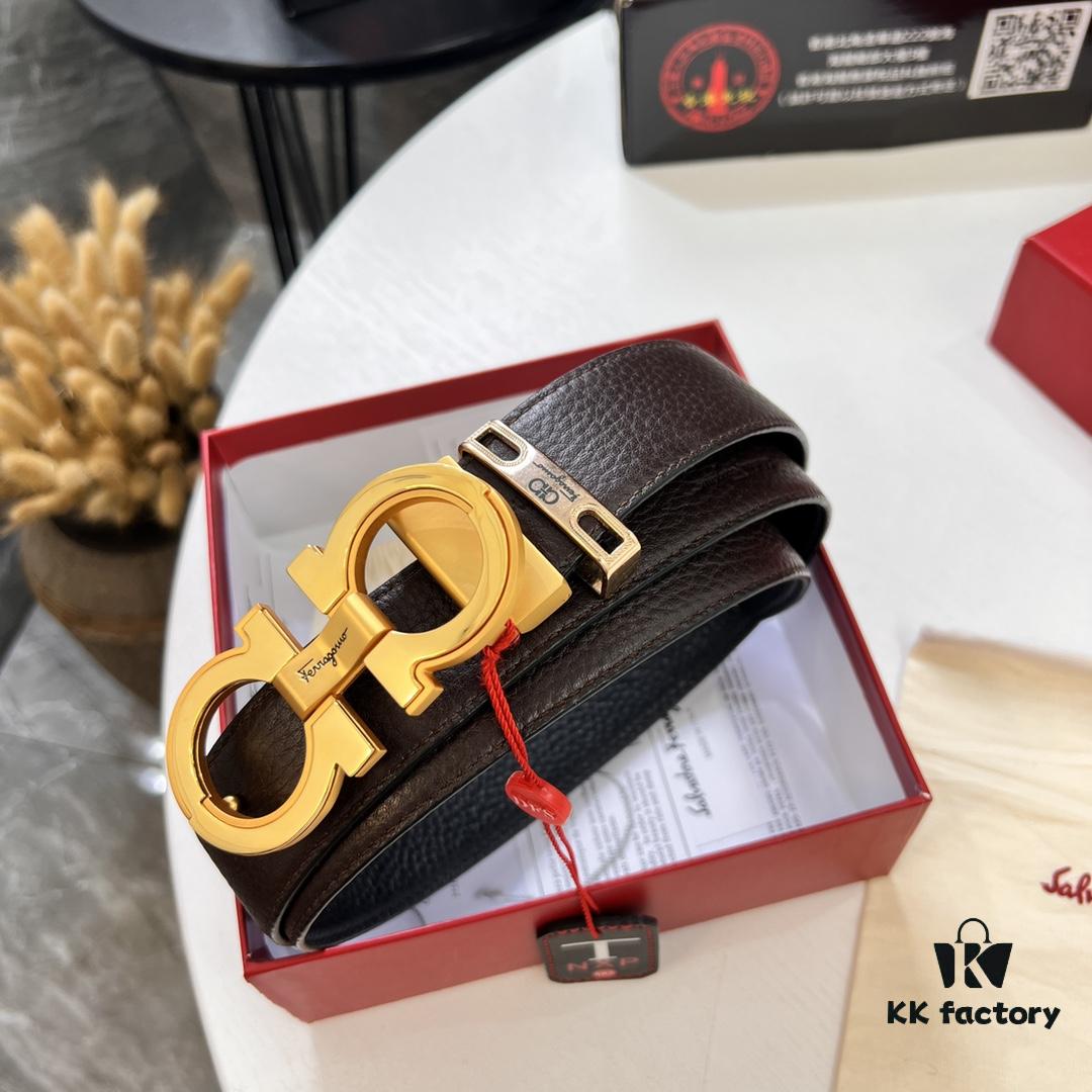 693200553a89a121ed54ffe2 Salvatore Ferragamo Men's Belt, Genuine First-Layer Calfskin with Woven Texture, Reversible Design, 3.5cm Width, Stainless Steel Buckle, Adjustable Length