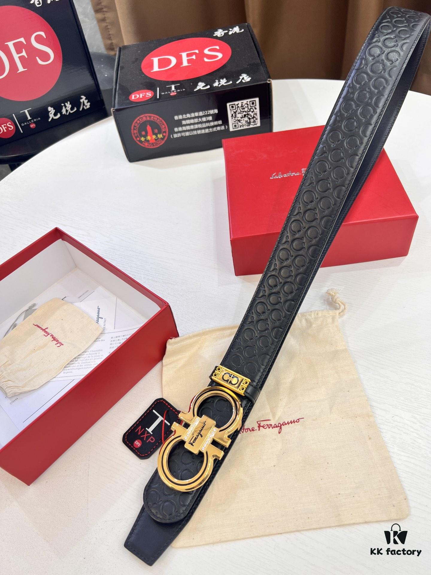 693200563a89a121ed54fff0 Top-Tier Salvatore Ferragamo Belt, Hong Kong Duty-Free Gift Box, Original 8-Shaped Hardware, Genuine Leather, NFC Chip Enabled