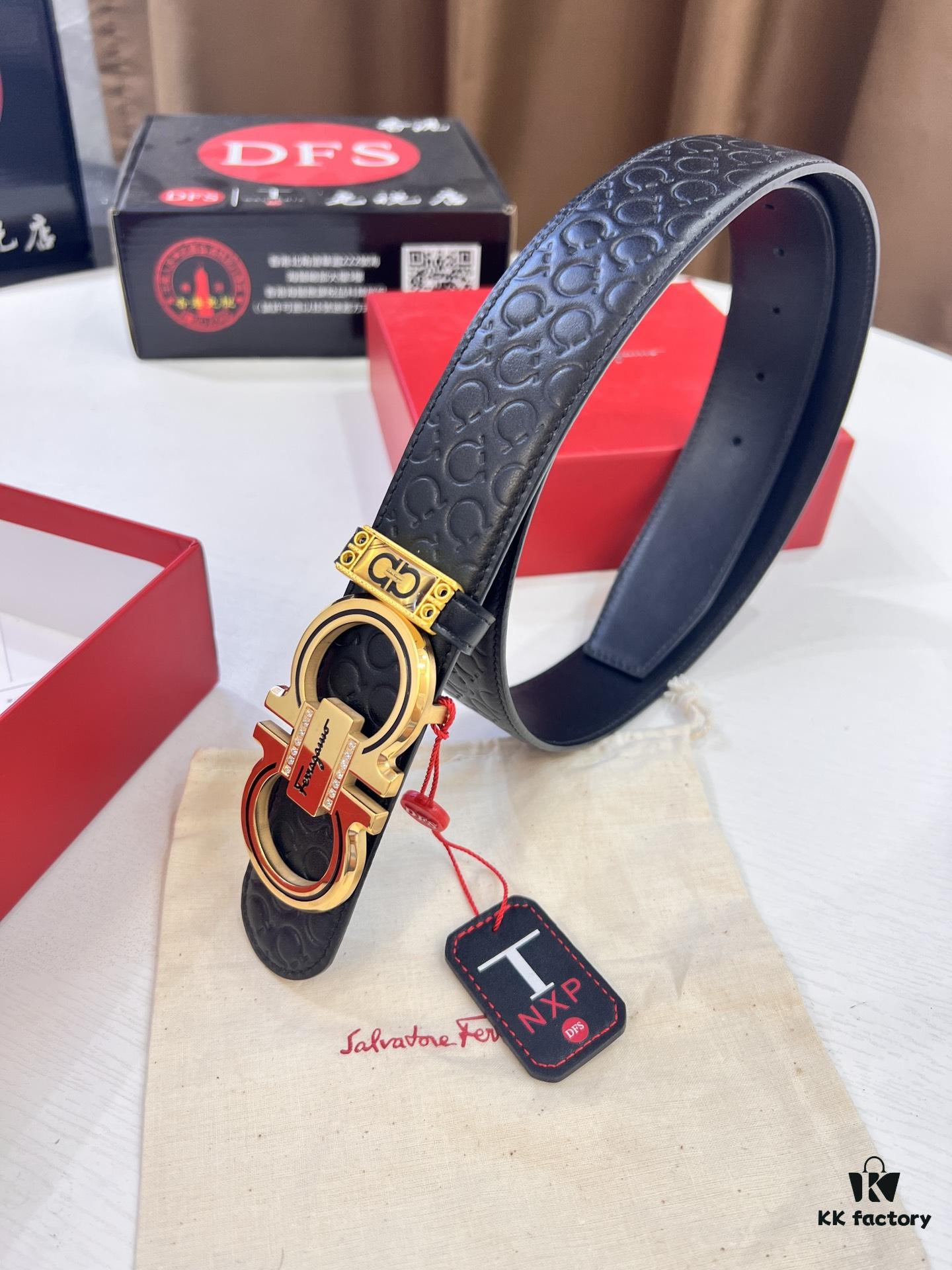 693200563a89a121ed54fff2 Top-Tier Salvatore Ferragamo Belt, Hong Kong Duty-Free Gift Box, Original 8-Shaped Hardware, Genuine Leather, NFC Chip Enabled