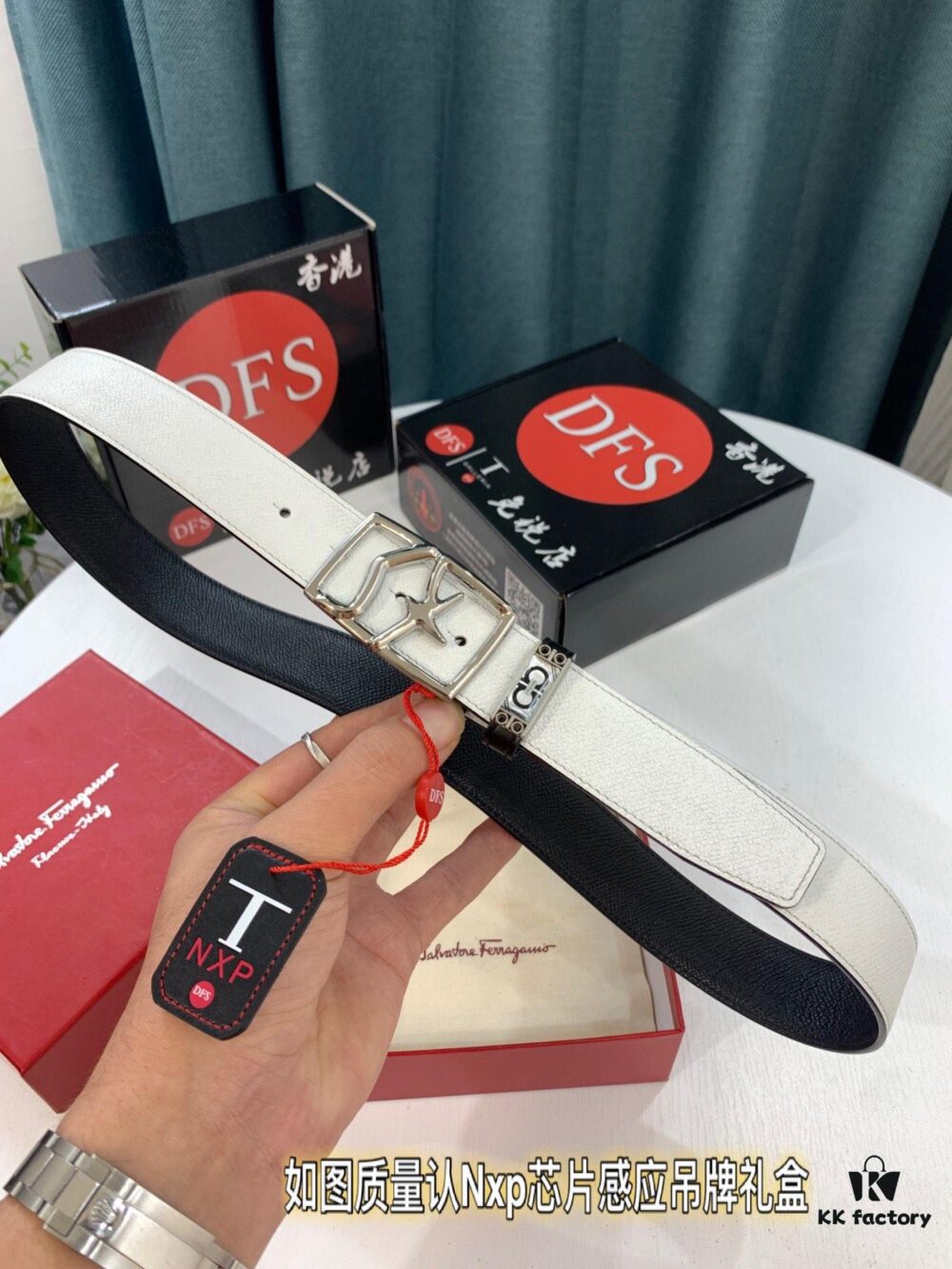 693200583a89a121ed550008 Ferragamo Men's Belt, Genuine First-Layer Cattle Leather with '8' Shaped Stainless Steel Buckle, Reversible Design, 3.5cm Width
