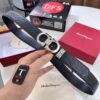 Ferragamo Men's Belt, Genuine First-Layer Calfskin with Double-Sided Usage, 3.5cm Width, Stainless Steel Buckle, Adjustable Length