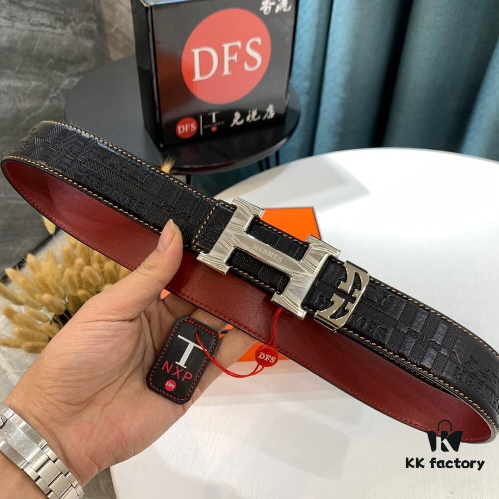 6932005e3a89a121ed550024 Hermès Men's Belt - Wine Red Fine-Grain Full-Grain Calfskin, 3.8cm Width, Steel Hardware, Authenticity Verified via NXP Chip