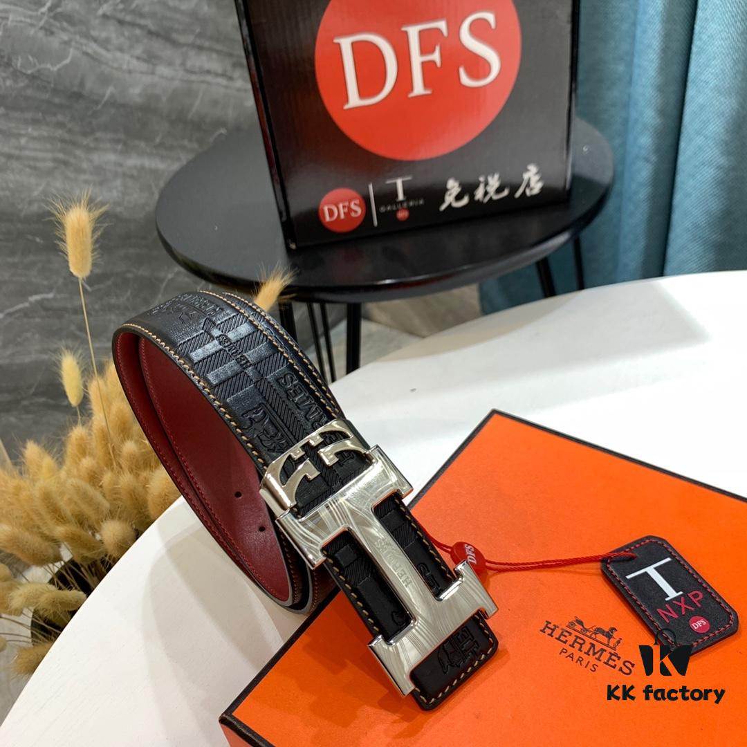 6932005e3a89a121ed550028 Hermès Men's Belt - Wine Red Fine-Grain Full-Grain Calfskin, 3.8cm Width, Steel Hardware, Authenticity Verified via NXP Chip