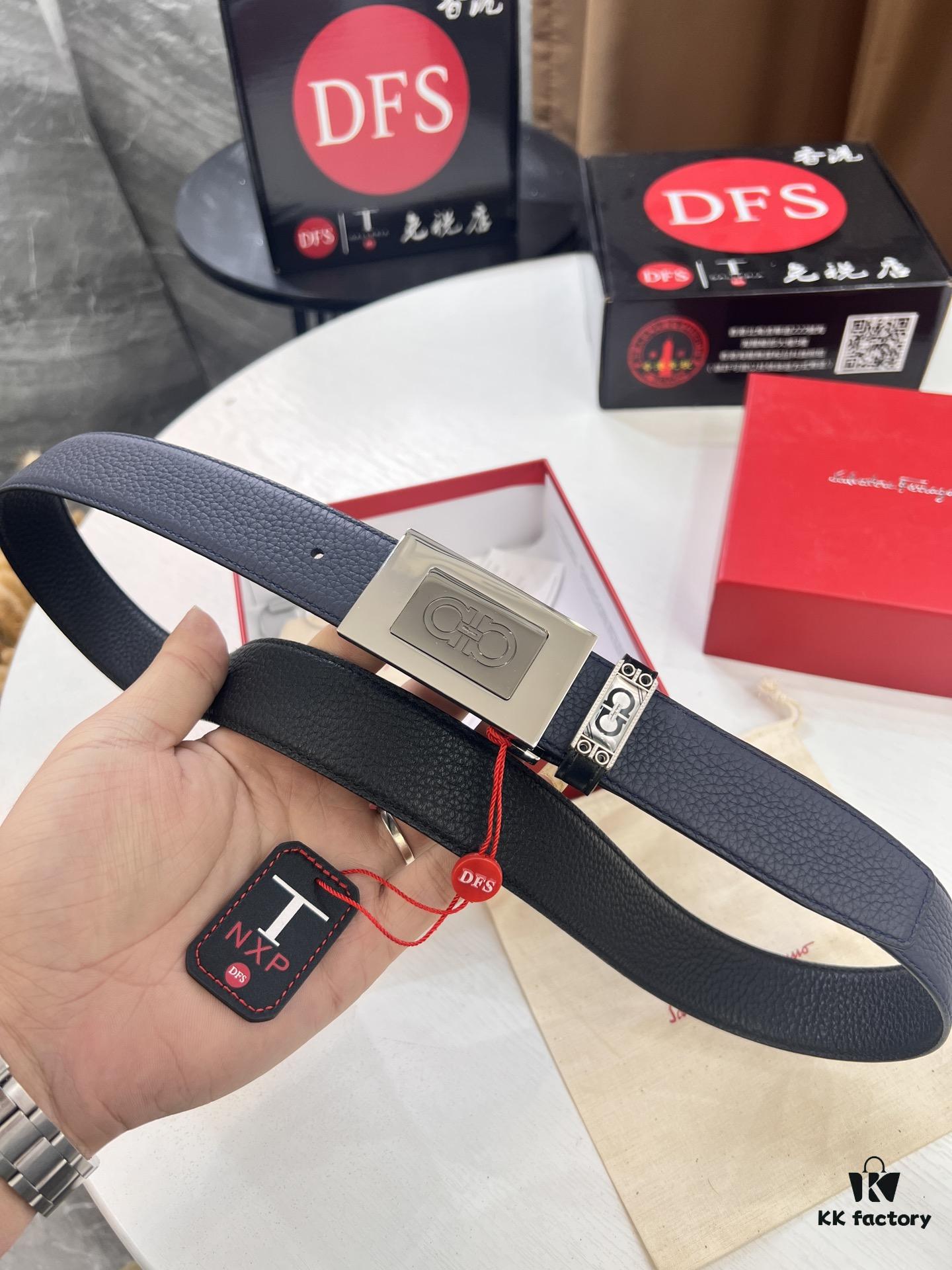 693200633a89a121ed550047 Shop Owner Recommended Filagrano Men's Belt, Genuine Imported Split-Grain Top-Layer Cowhide, Reversible Design, 3.5cm Width, New Minimalist Stainless Steel Hardware