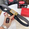 693200643a89a121ed55004e Shop Owner Recommended Trumpet Trumpet Salvatore Ferragamo Men's Belt, Genuine Imported Full-Grain Calfskin with Pebbled Texture, Reversible Design, Customizable Length, New Simple Color Stainless Steel Hardware, 3.5cm Width, Ideal Gift Choice
